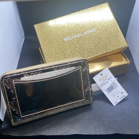 ⭐️MICHAEL KORS⭐️Pale Gold Jet Set Small Zip Around Card Case In Gift Box/NWT - Picture 5 of 9